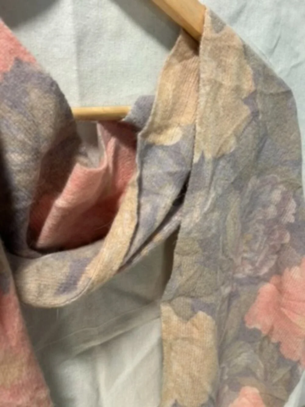 Pastel Flower Print Angora Scarf